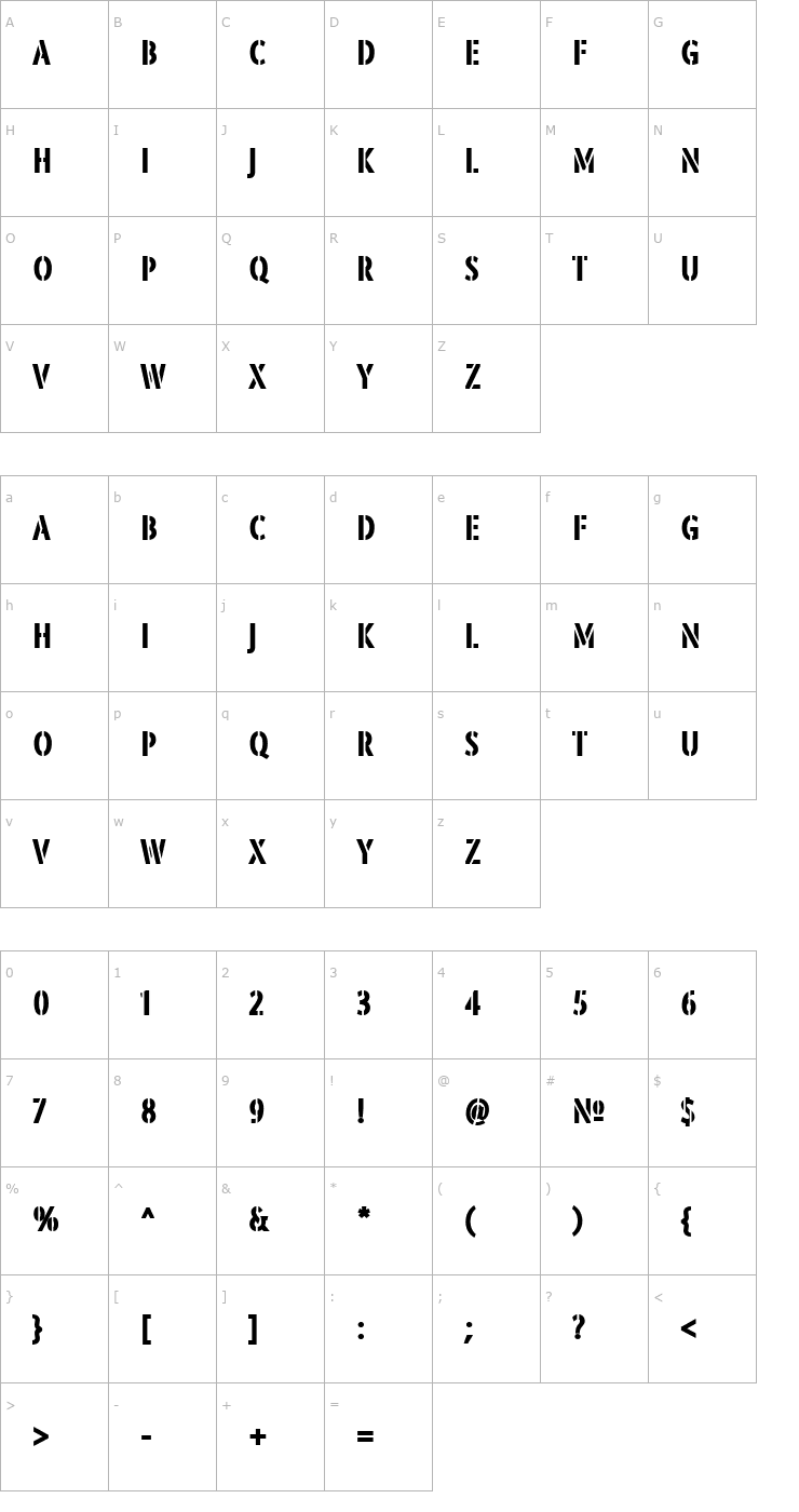 Character Map Platoon Black Font