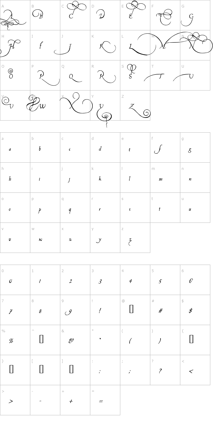Character Map Platthand Font