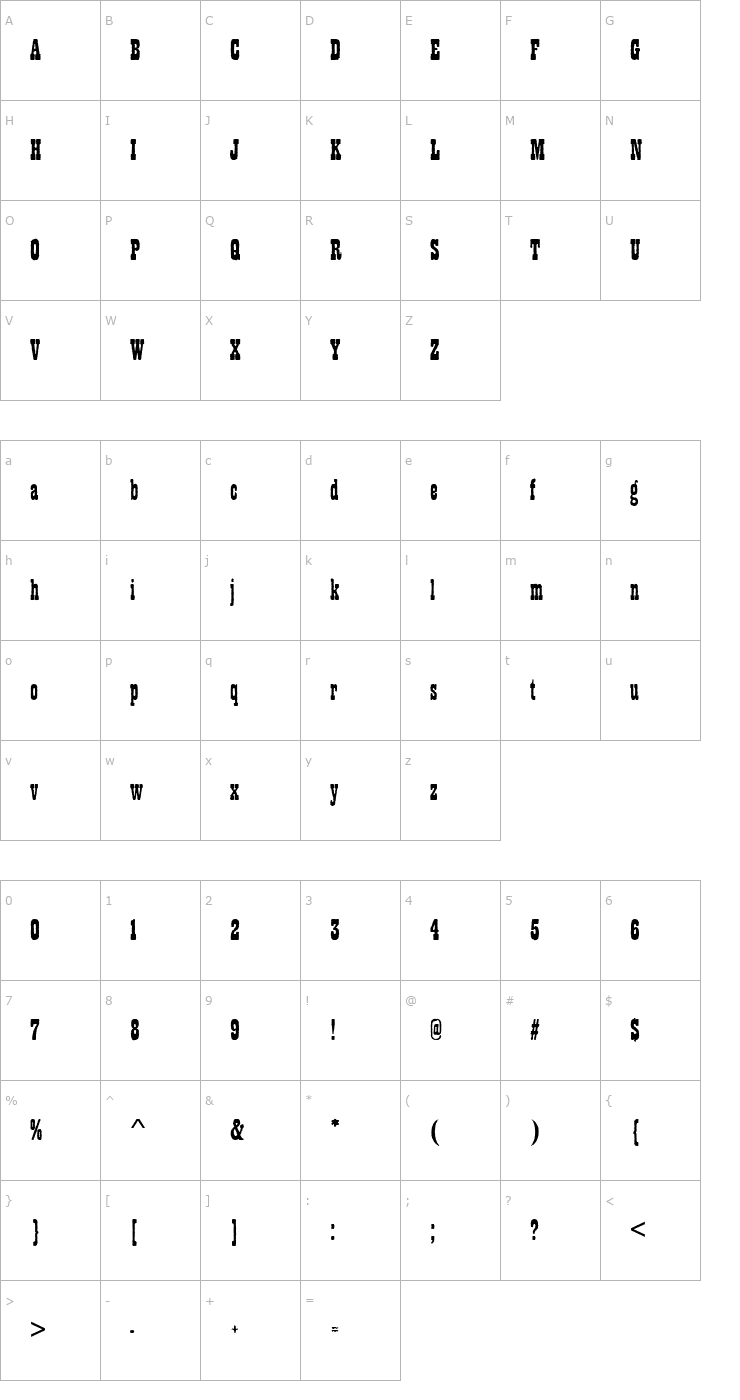 Character Map PlaybillAntD Font