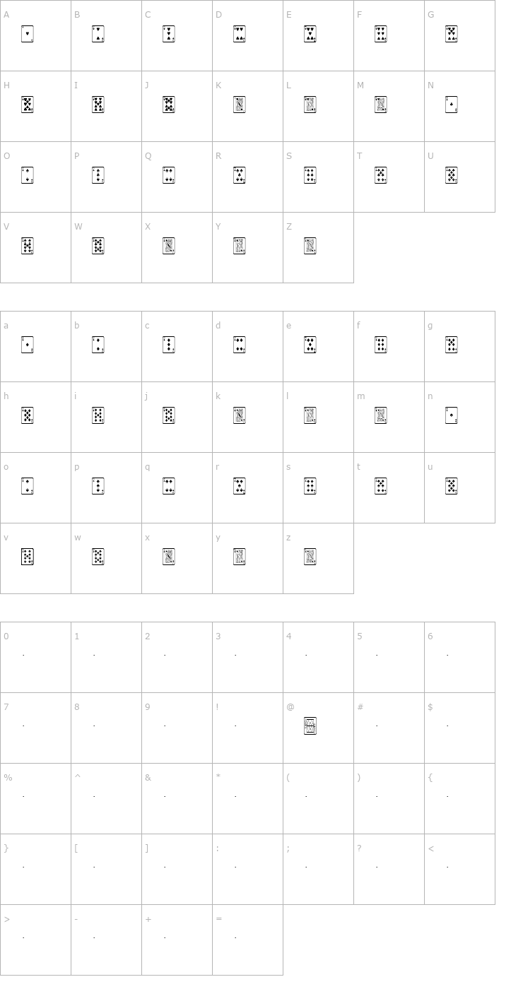 Character Map PlayingCards Font