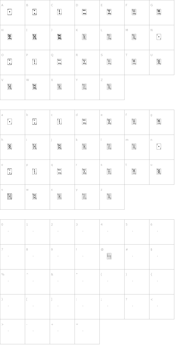 Character Map PlayingCards Regular Font