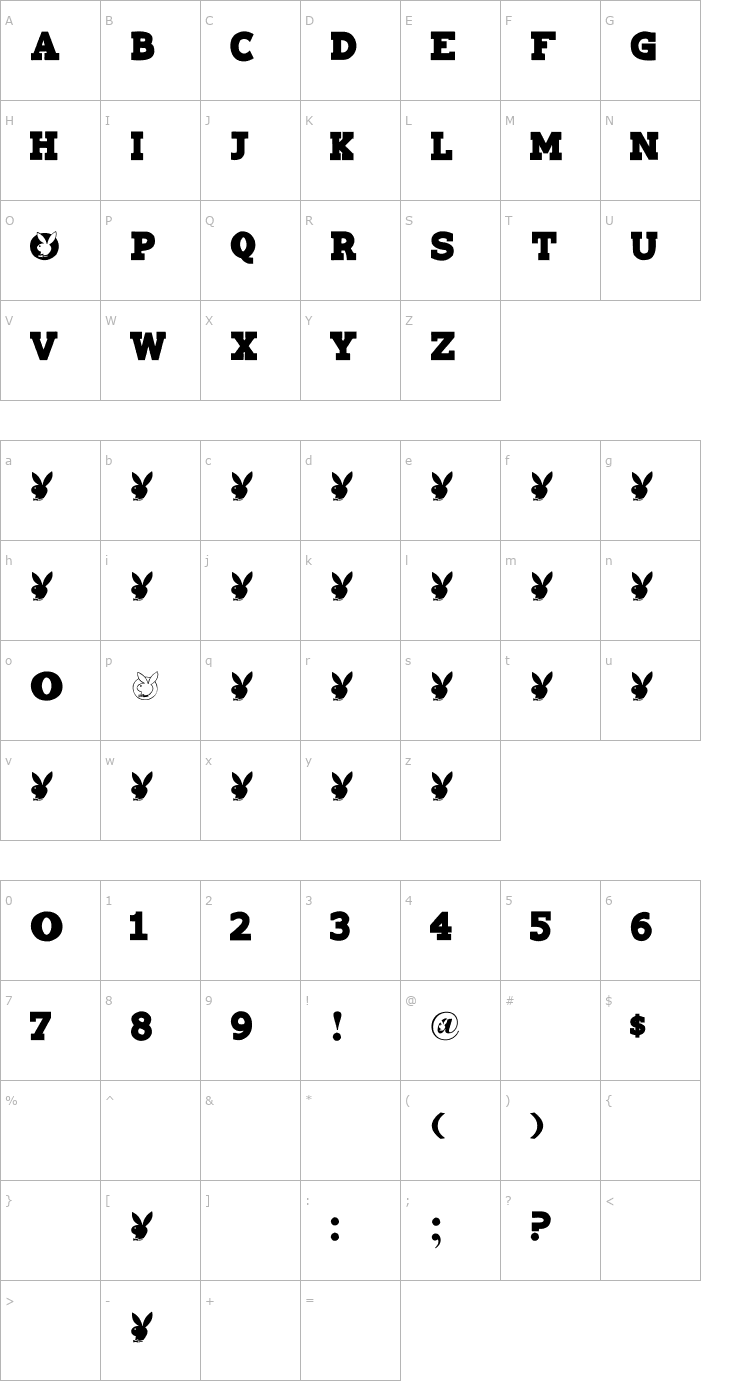 Character Map Playtoy Font