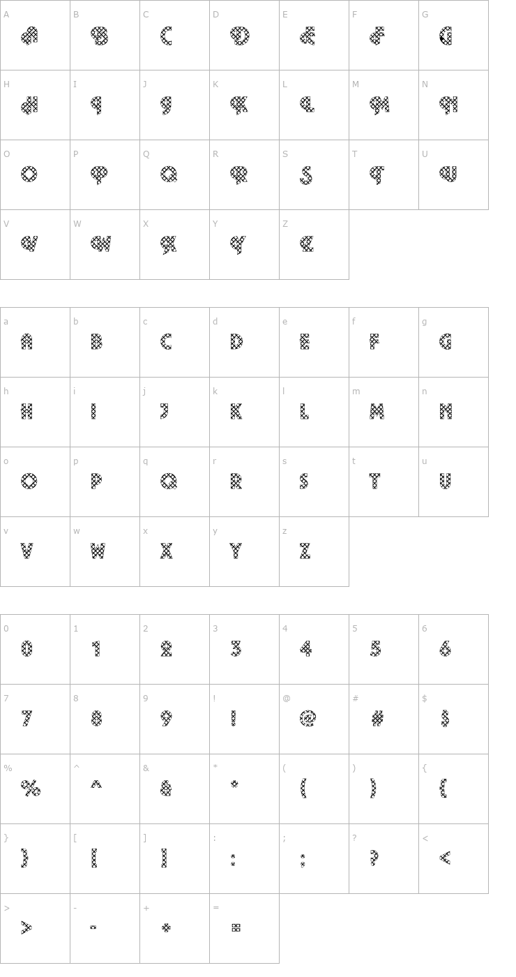 Character Map Plaza10 Becker Font