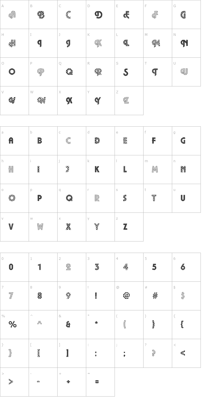 Character Map Plaza11 Becker Font