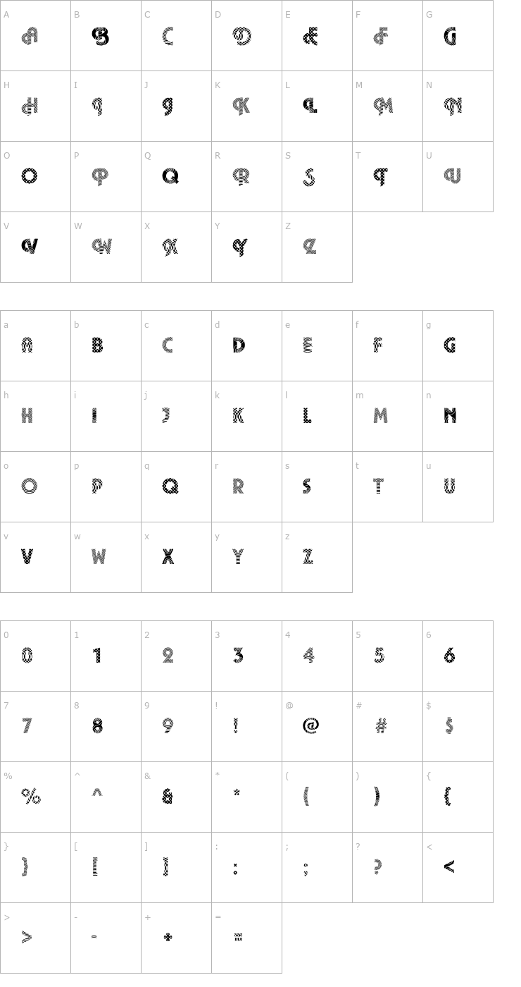 Character Map Plaza18 Becker Font