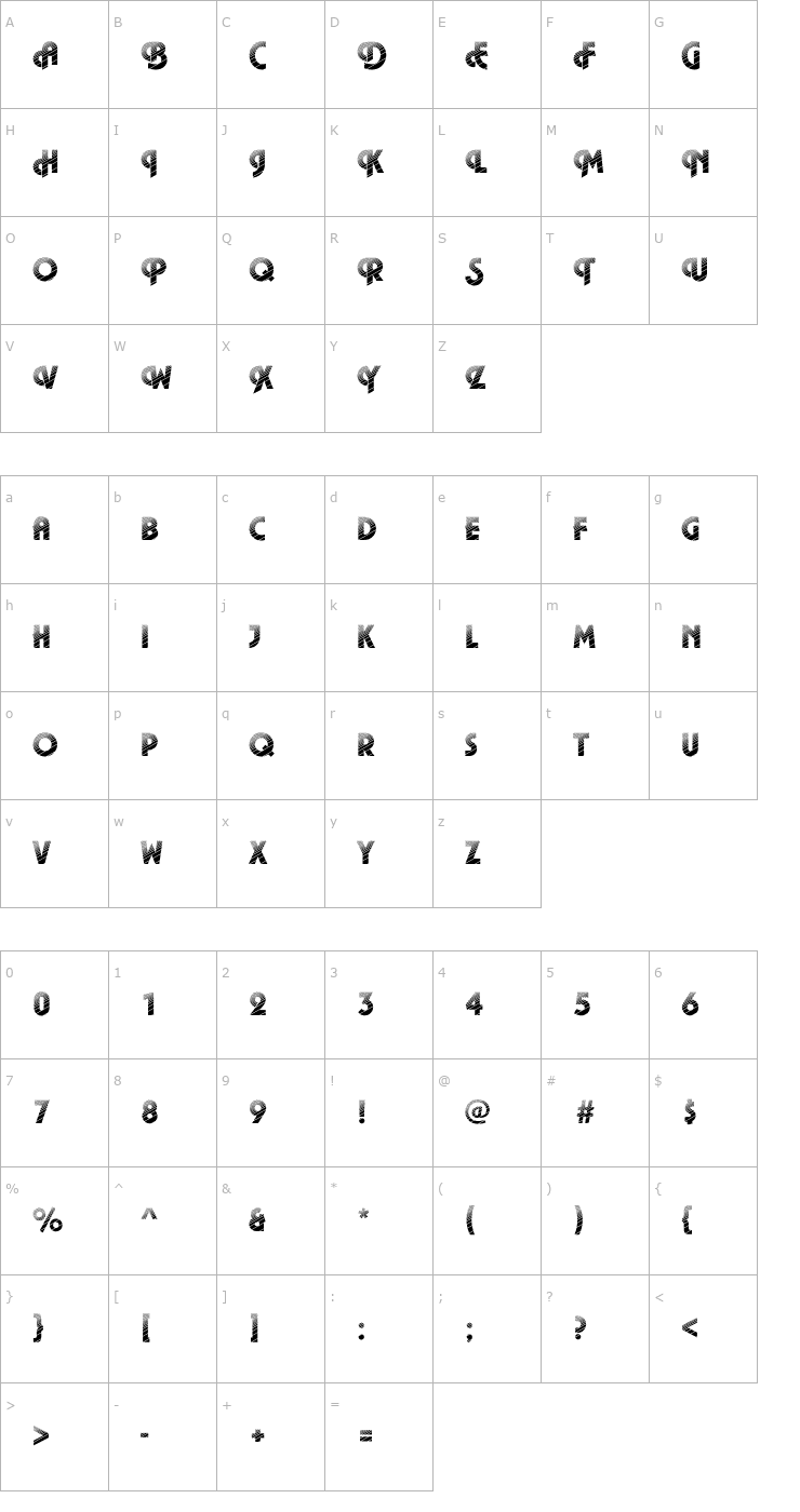 Character Map Plaza20 Becker Font