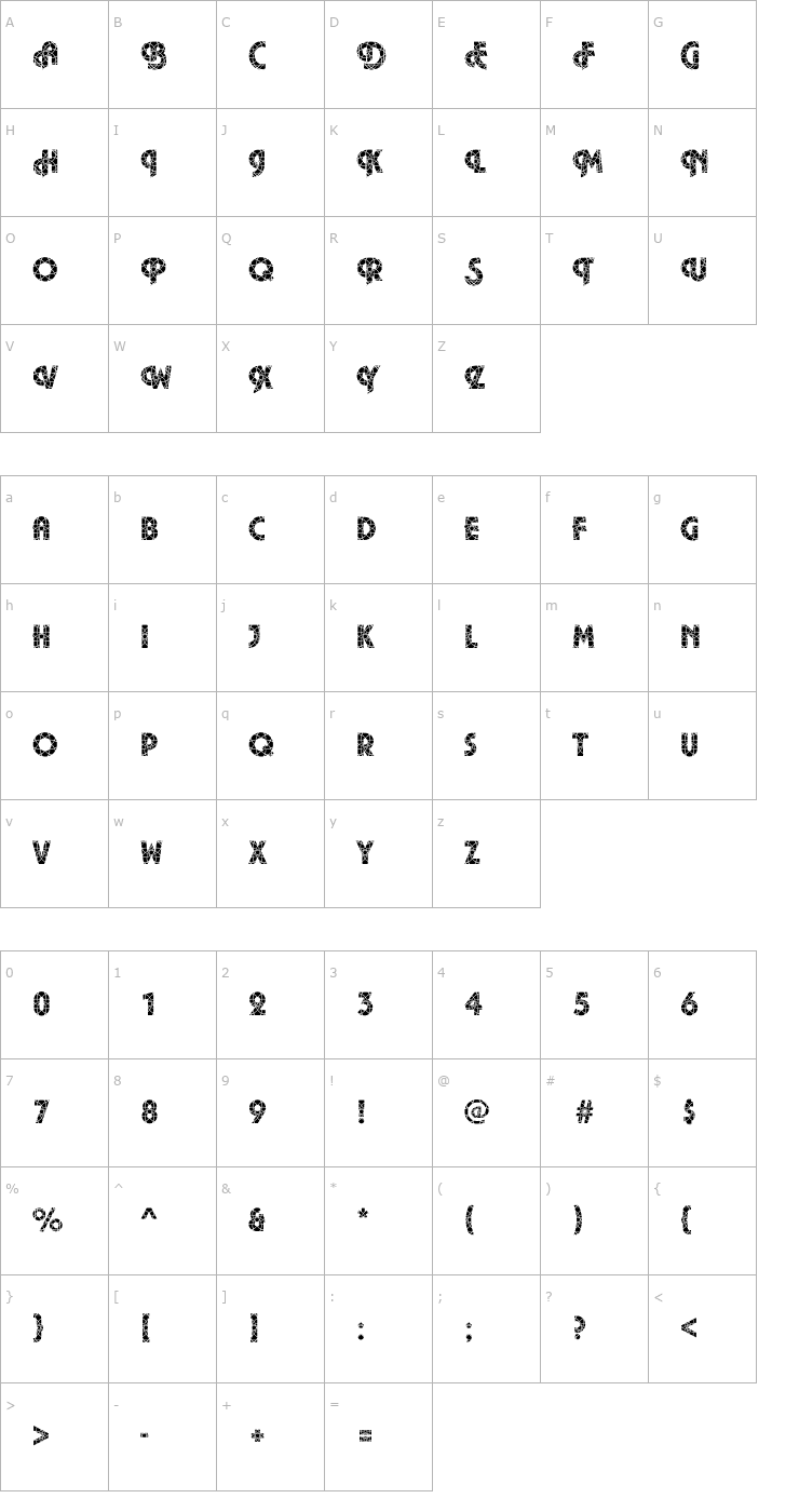 Character Map Plaza29 Becker Font