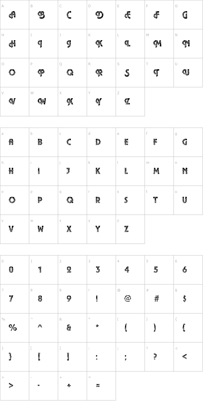 Character Map Plaza35 Becker Font
