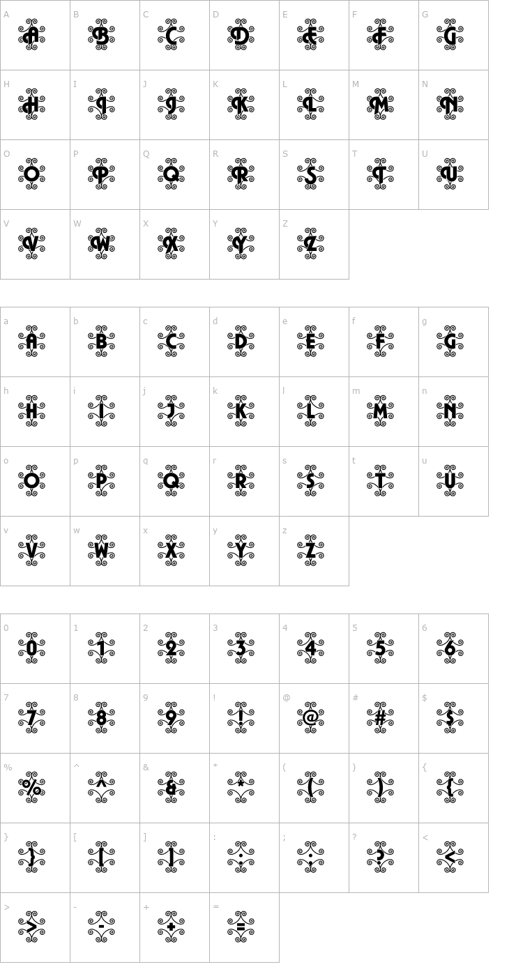 Character Map Plaza46 Becker Font