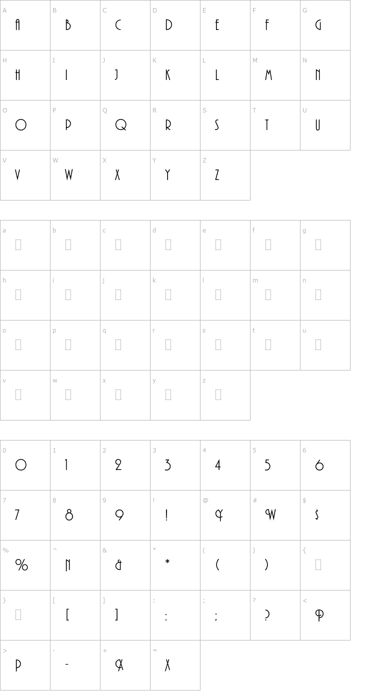 Character Map PlazaPlain Font
