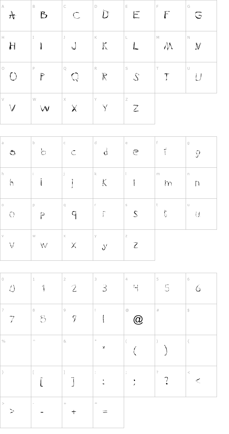 Character Map PleasureGelf Font