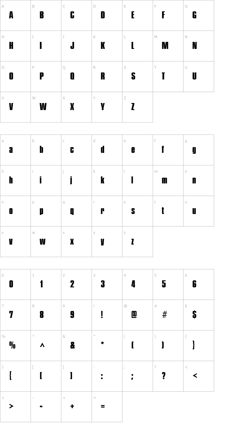 Character Map Pledge Heavy Font