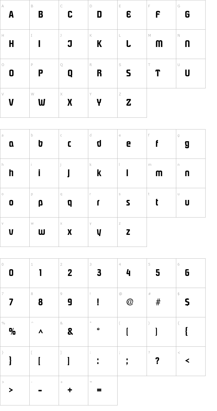 Character Map PloverExtrabold Regular Font