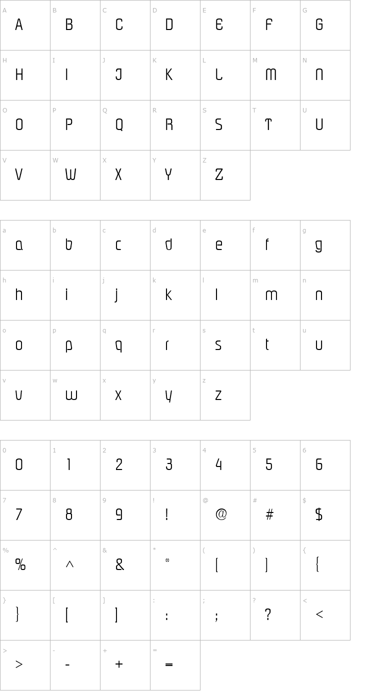 Character Map PloverLight Font