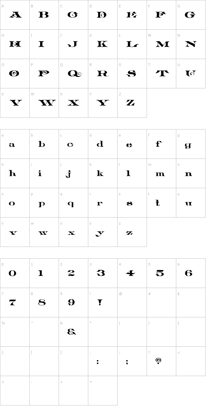 Character Map PlowrightPoint Font