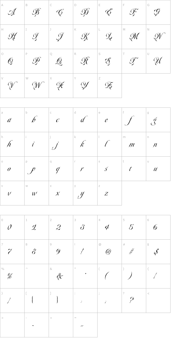 Character Map Plumage Font