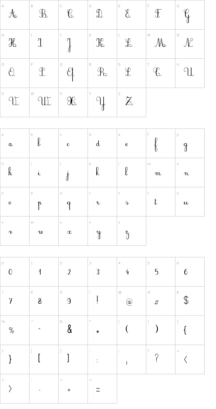Character Map PlumBDE Font