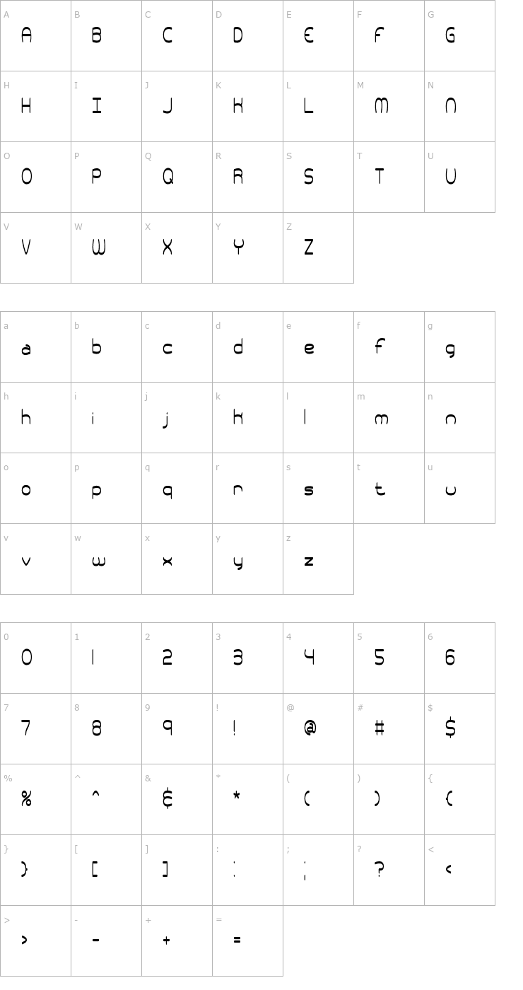 Character Map Pneumatics Tall BRK Font