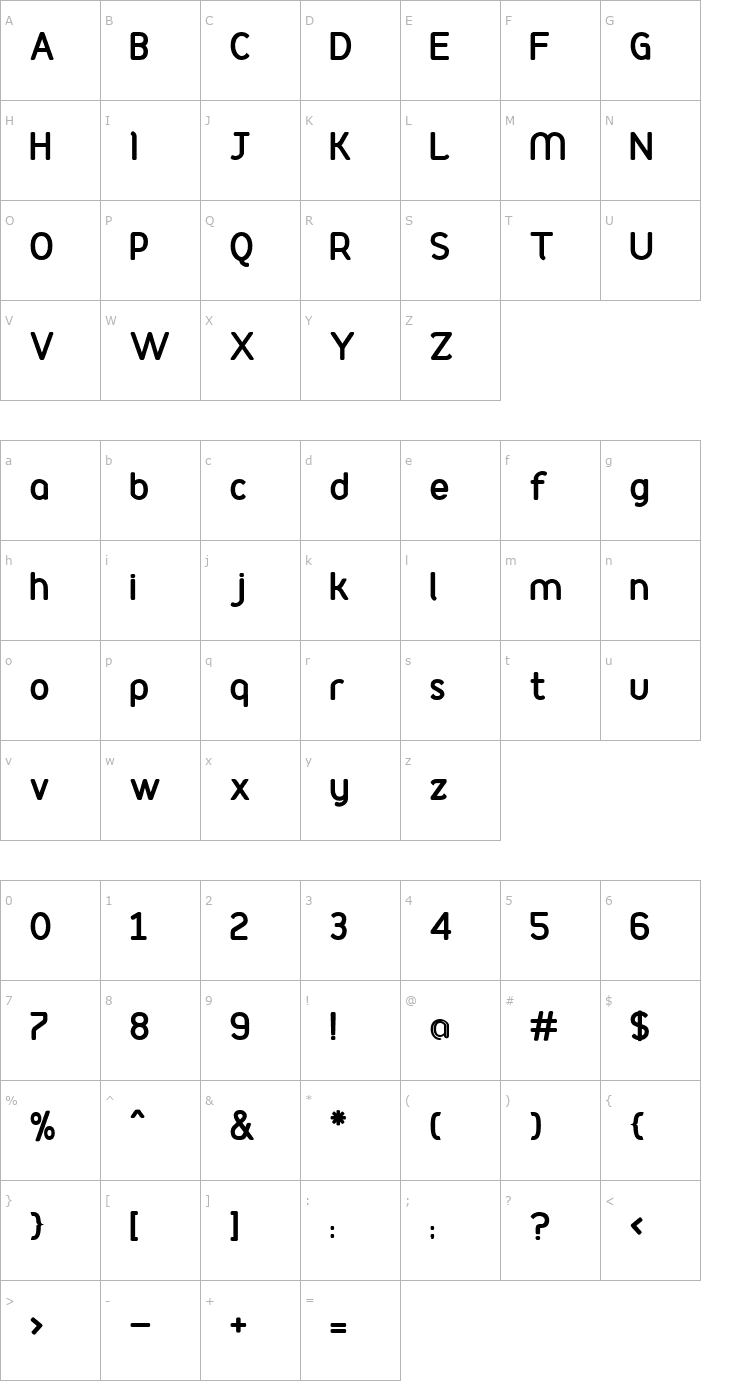 Character Map PodiumBold Font