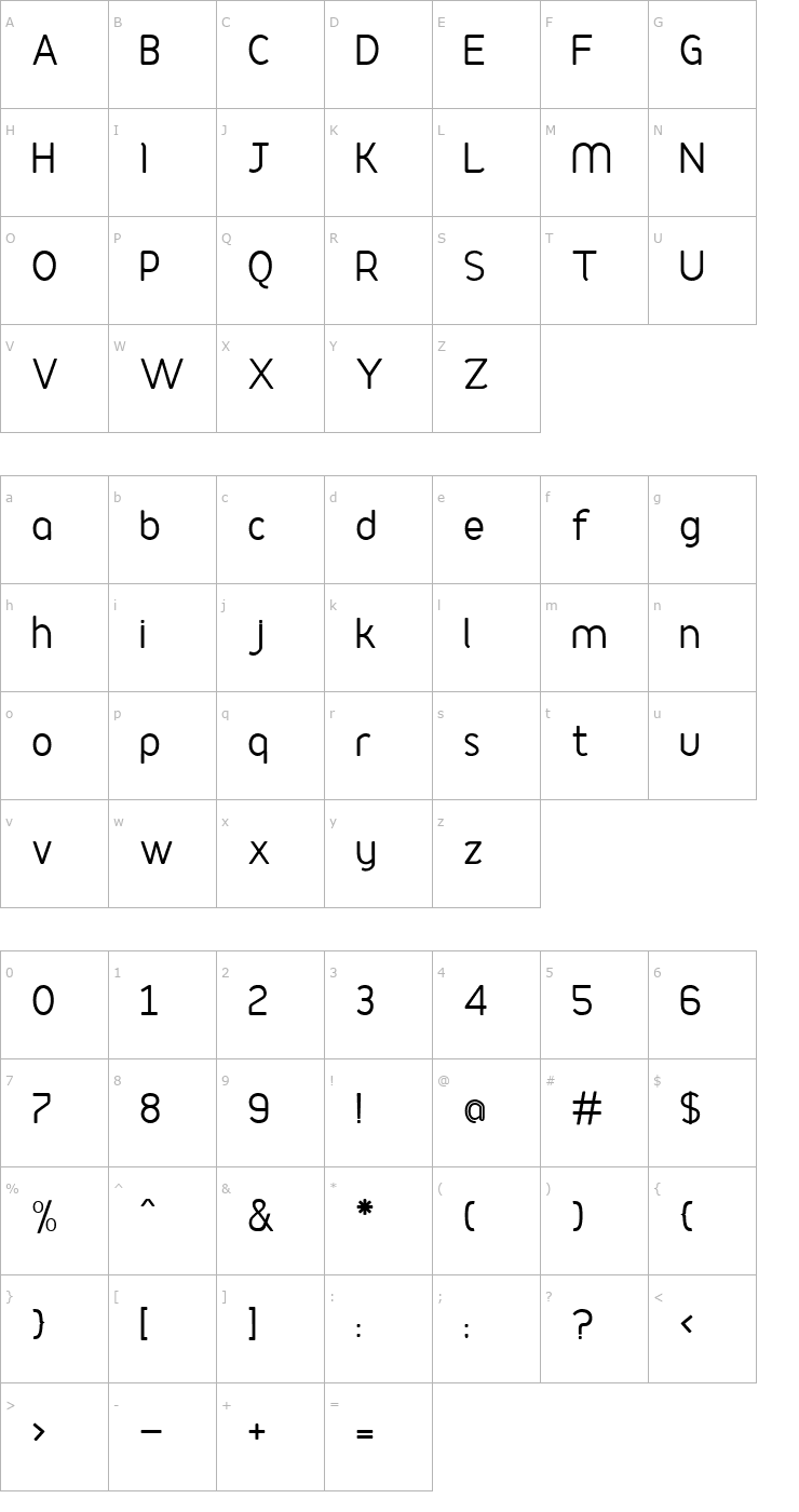 Character Map PodiumRegular Font