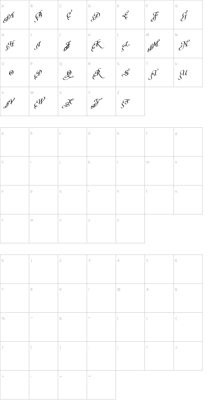 Character Map Poetica Supp Initial Swash Capitals Font