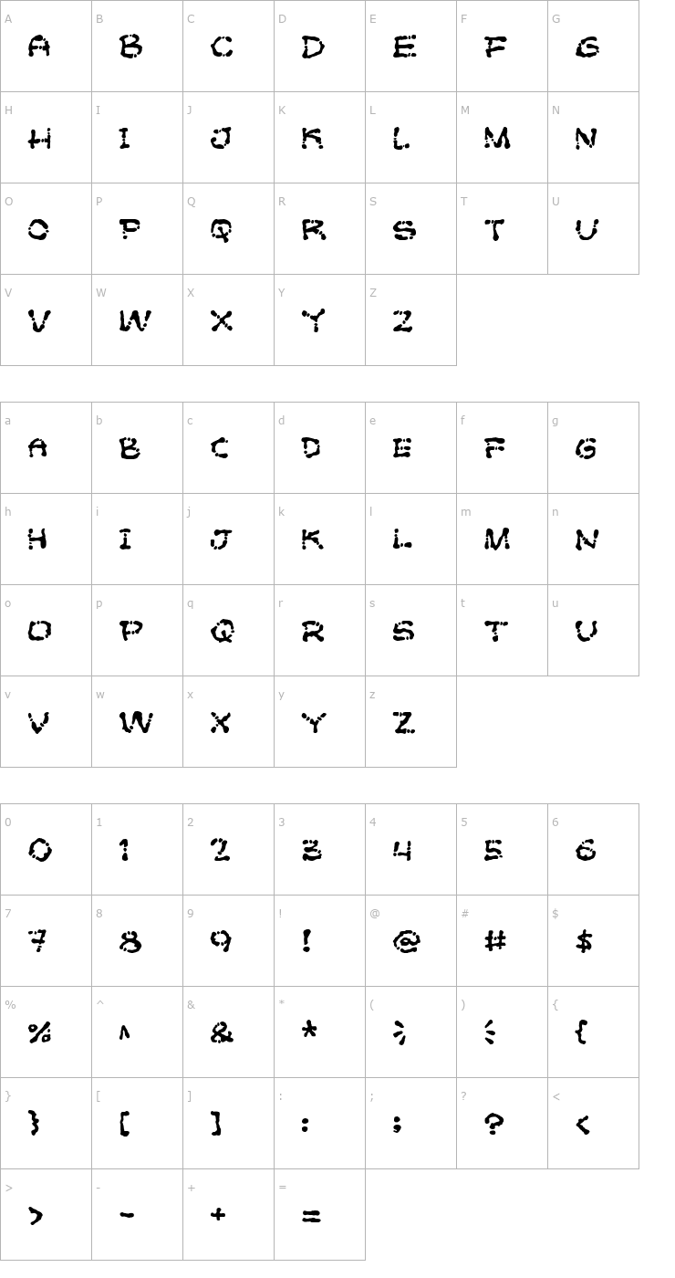 Character Map Poft Sarade Font