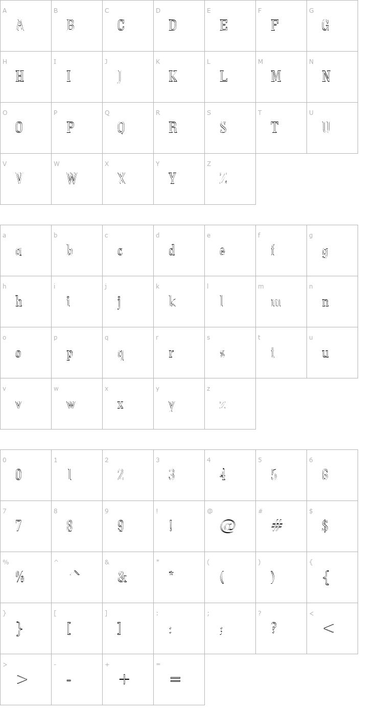 Character Map PointedOut Font