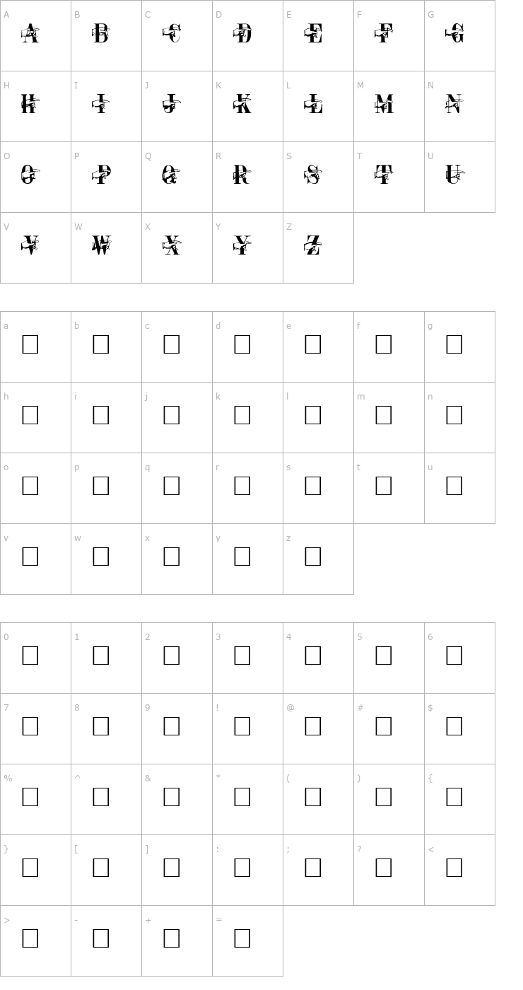 Character Map POINTER CAPS REGULAR Font