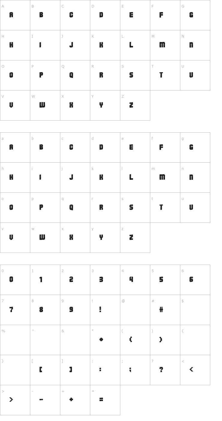 Character Map PointerSisters-Freeformed Font