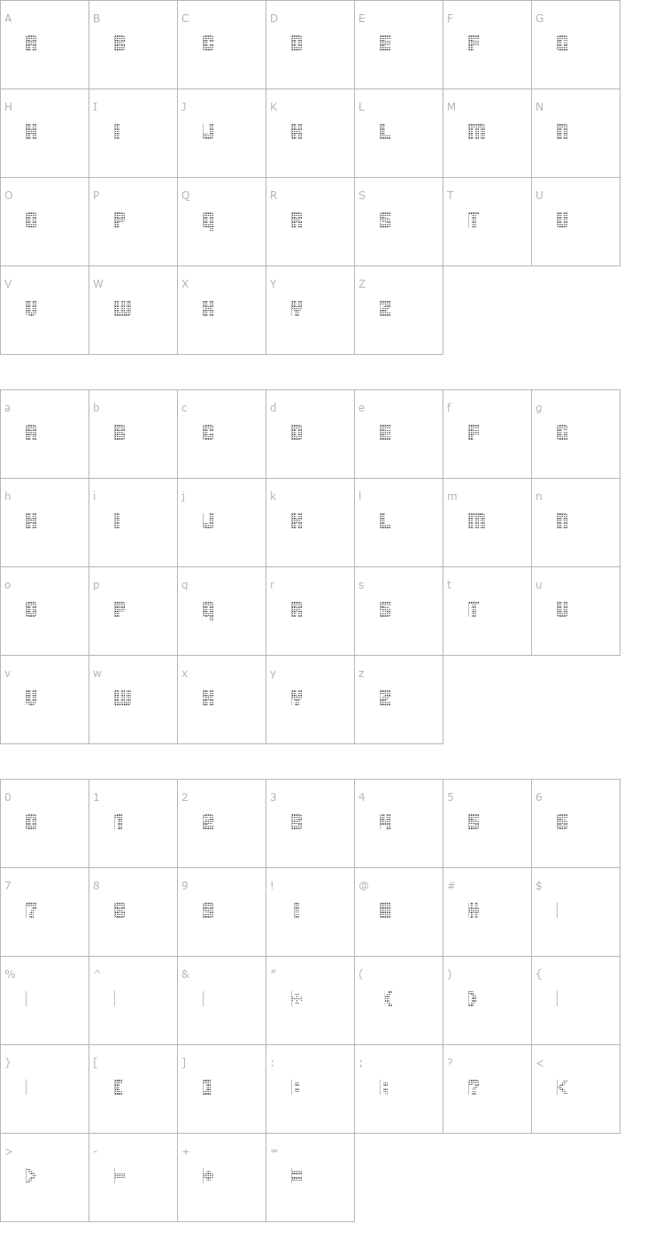 Character Map PointerSistersSeparated Font