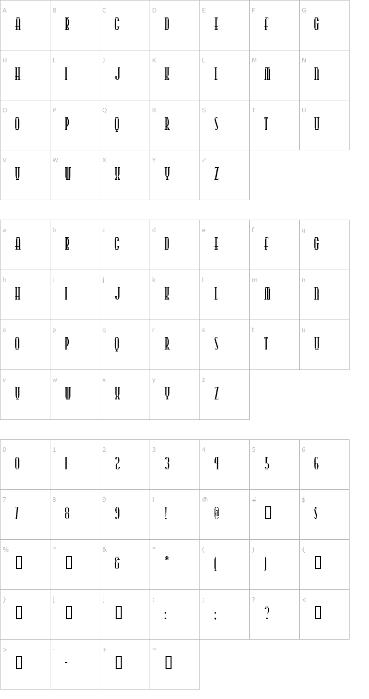 Character Map PointsWest Font