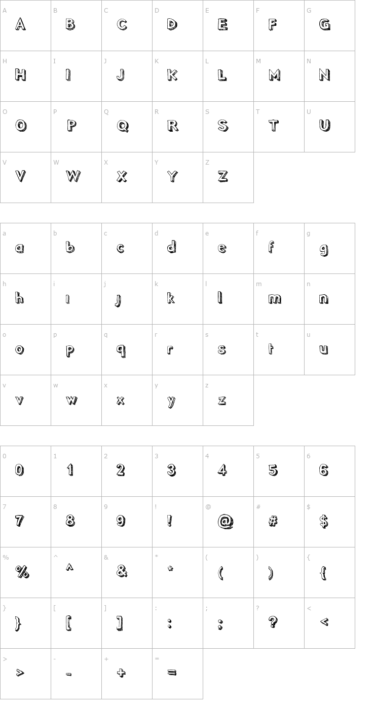Character Map Pointy OTF Font