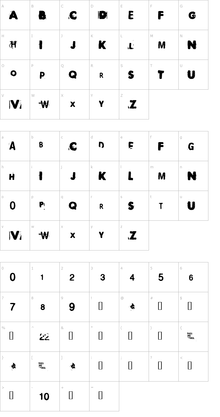 Character Map Polaroid22 Font