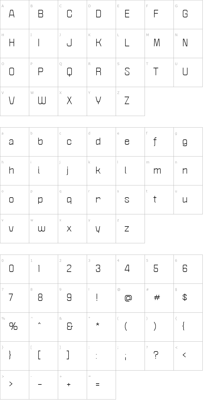 Character Map Politica XT Font