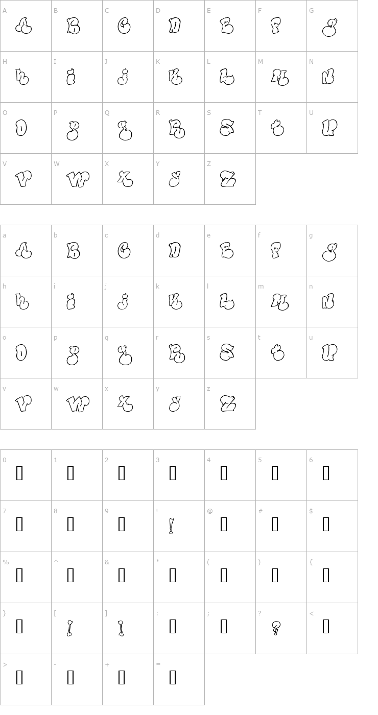 Character Map Political Graft Outline Font