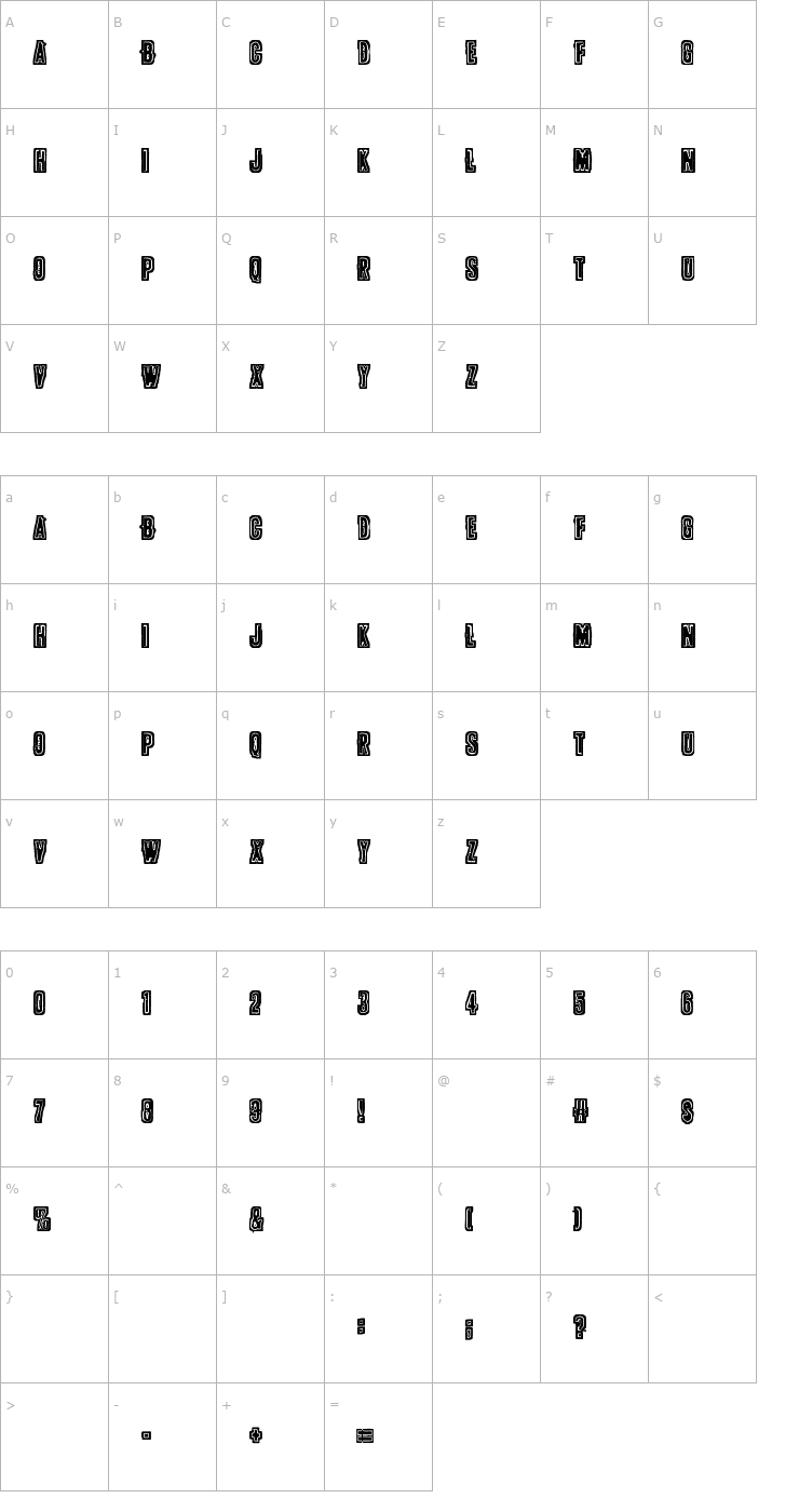 Character Map POLLUX9200 Font