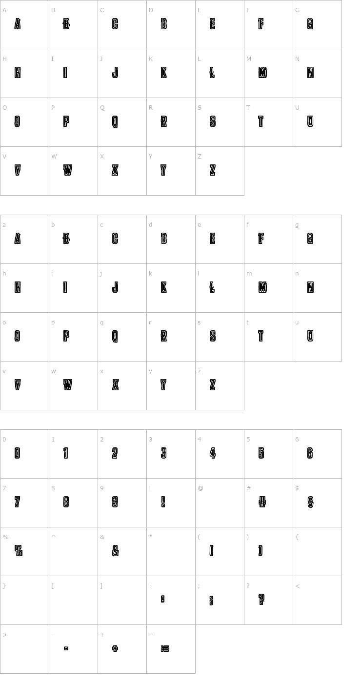 Character Map POLLUX9201 Font