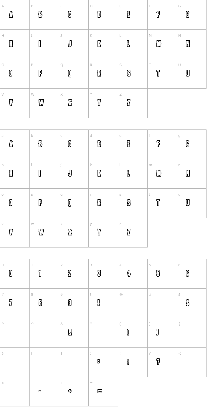 Character Map POLLUX9300 Font