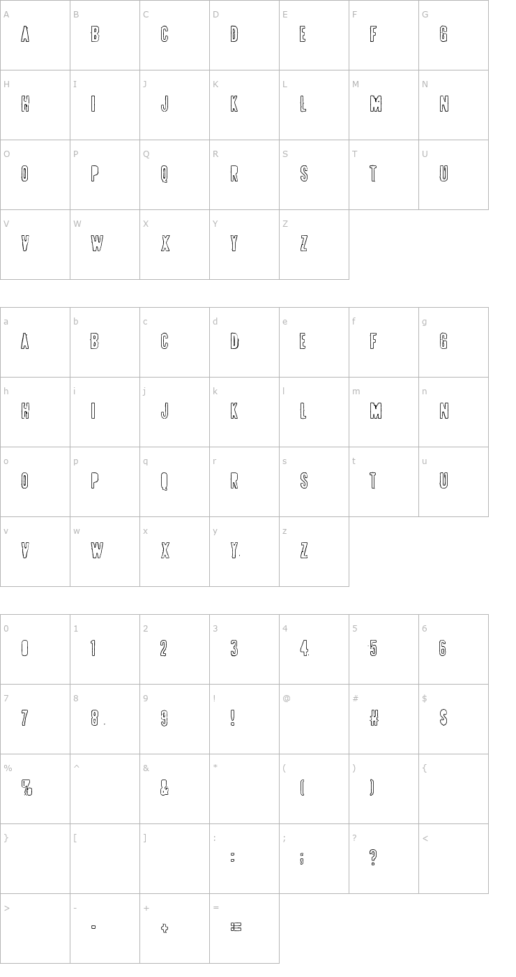 Character Map POLLUX9400 Font