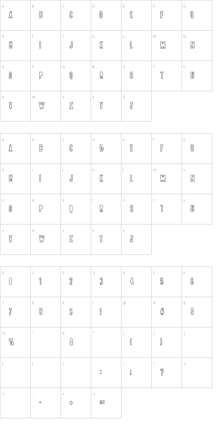 Character Map POLLUX9401 Font