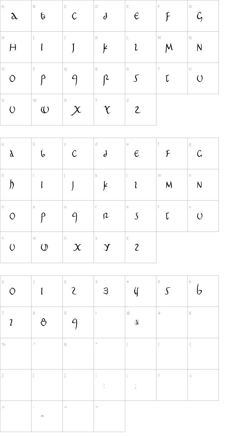Character Map Pompeji Petit Font