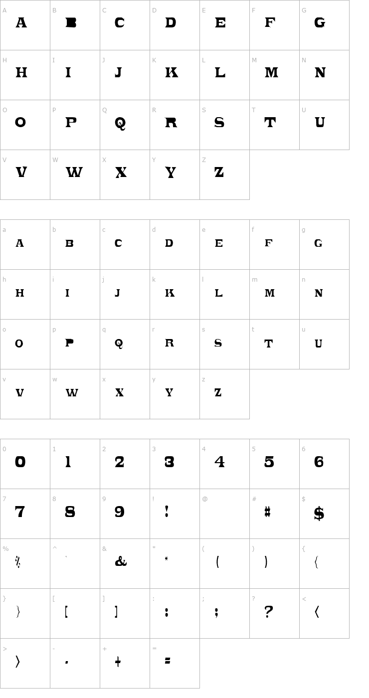 Character Map PonchoVia Regular Font