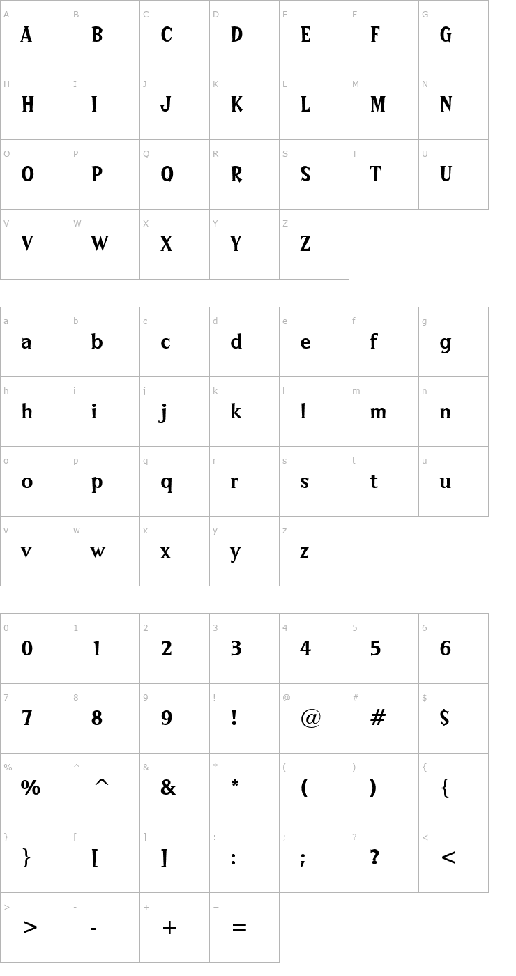 Character Map Pongo Font