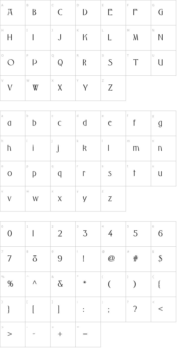 Character Map PonteVecchioNF Font