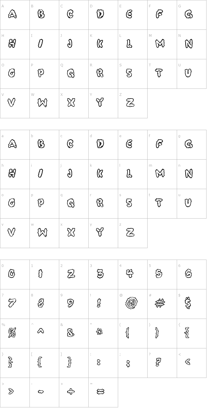 Character Map PooCorny Font