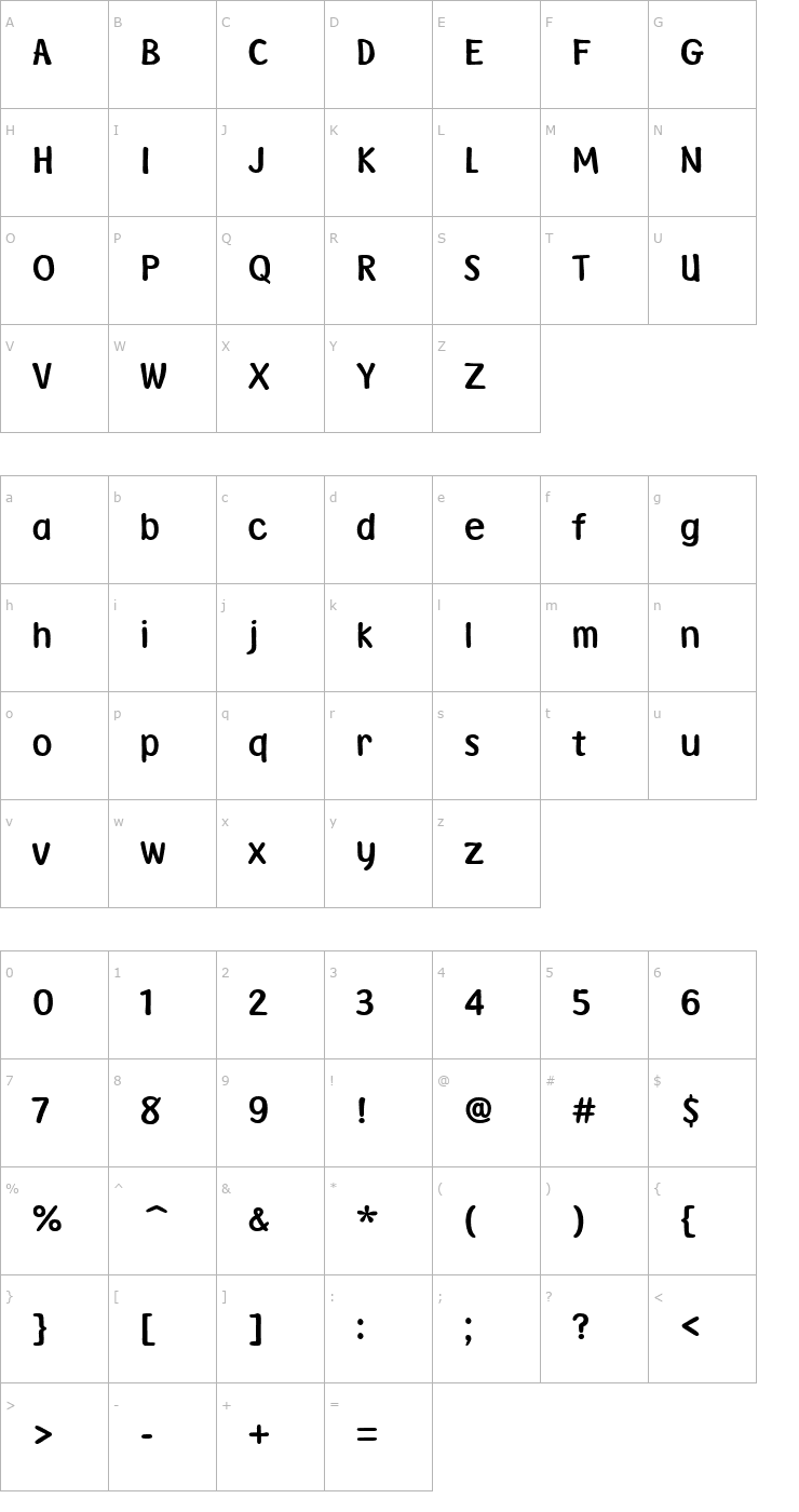 Character Map Pooh Font