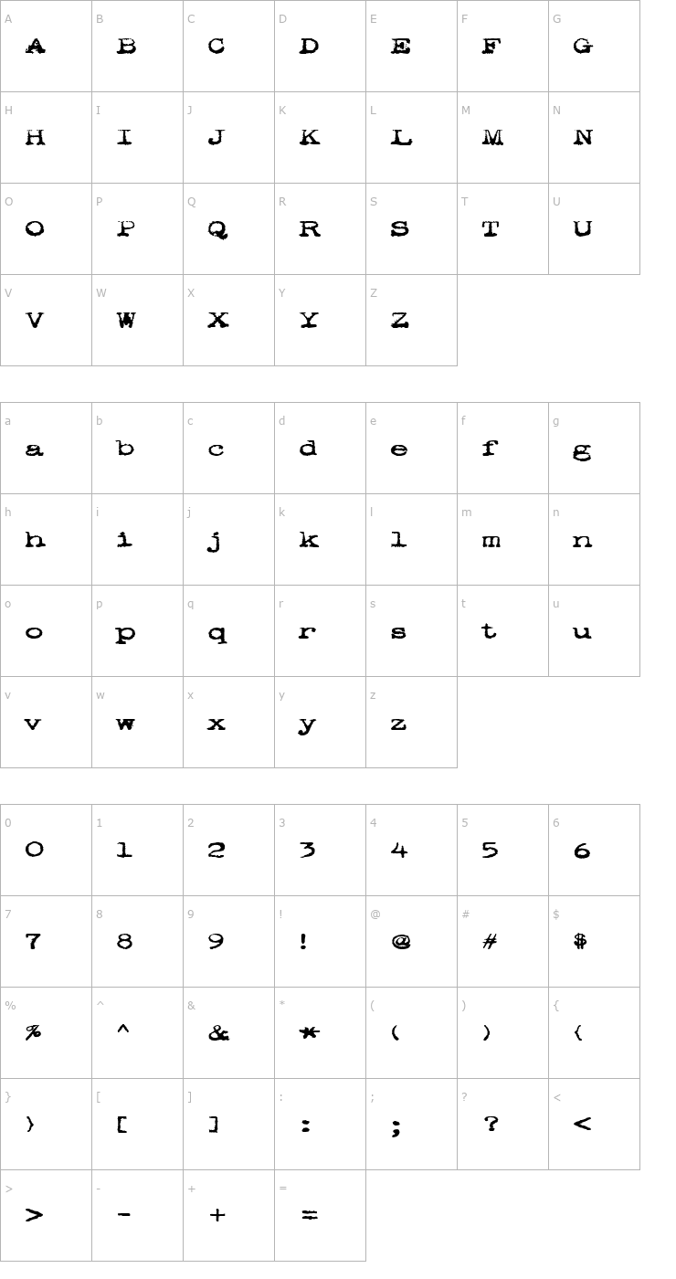 Character Map pookie Font