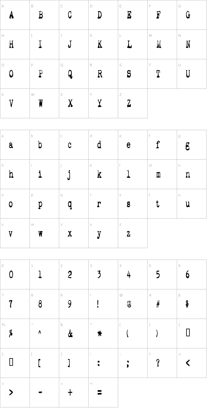 Character Map pookie stretch Font