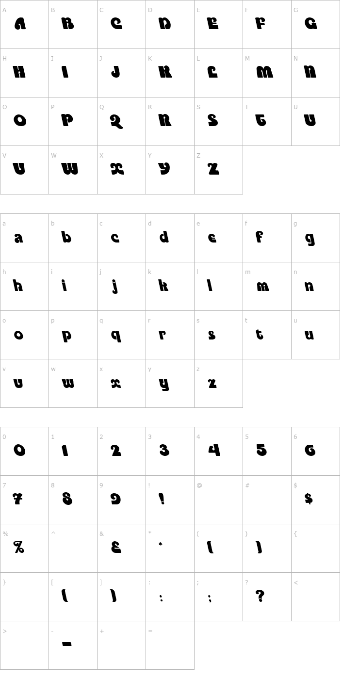 Character Map PookyDisplayBS Font