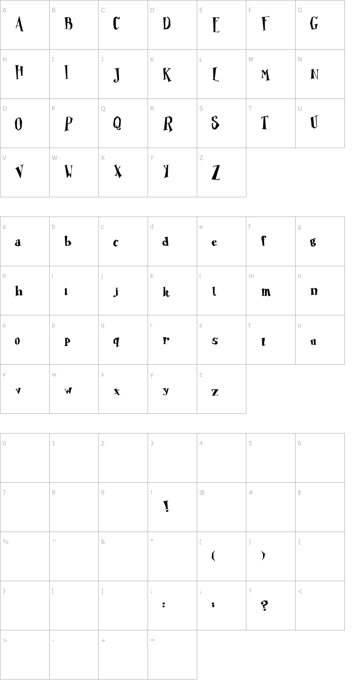 Character Map Poopie Doopie Regular Font